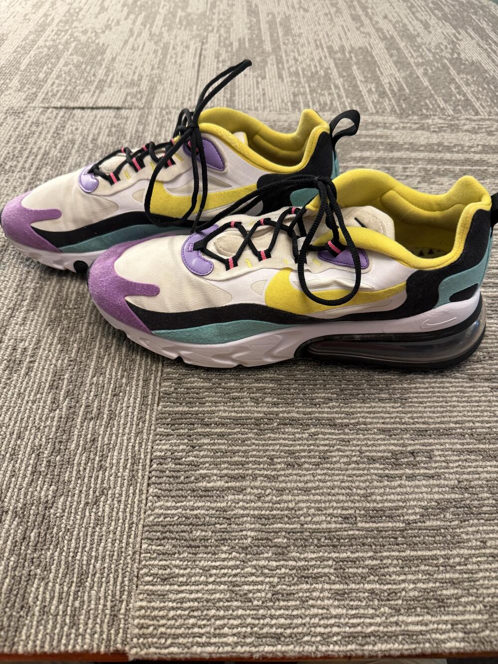 Nike Shoes Mens Size 10 White Yellow Purple Teal Air Max 270 React AO4971-101